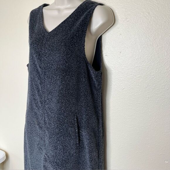 Talbots Corduroy Charcoal Marled Shift Jumper V Neck Sleeveless Back Zip Women 8 - Picture 4 of 10